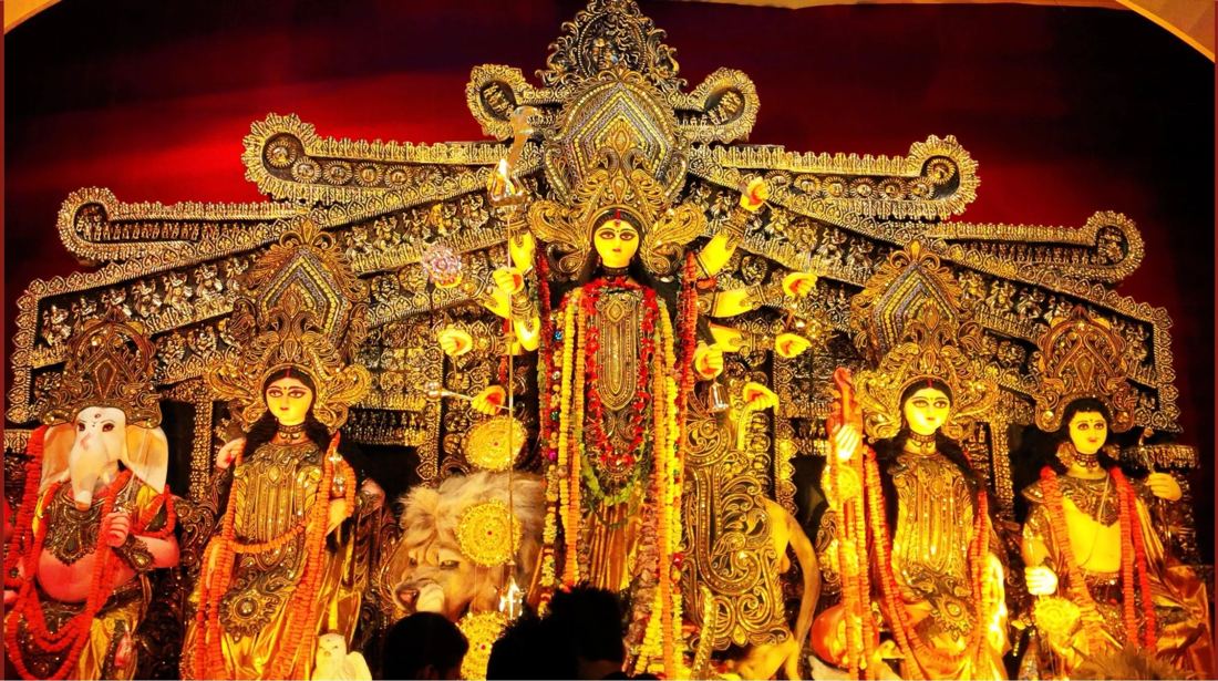 Idol and pandal, Electronic City Cultural Association (ECCA)